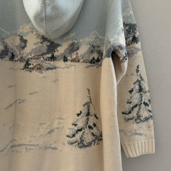 Ralph Lauren Vintage Sweater Sled Dog Scene Hooded Country Lambswool Hanknit 1X - Picture 8 of 11